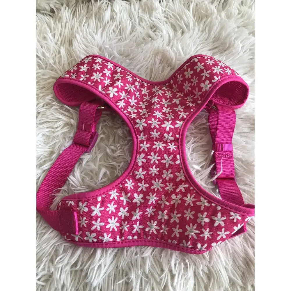 Top Paw Dog Vest Harness (L) & Leash(4') Set, Pink W/White Flowers Comfort